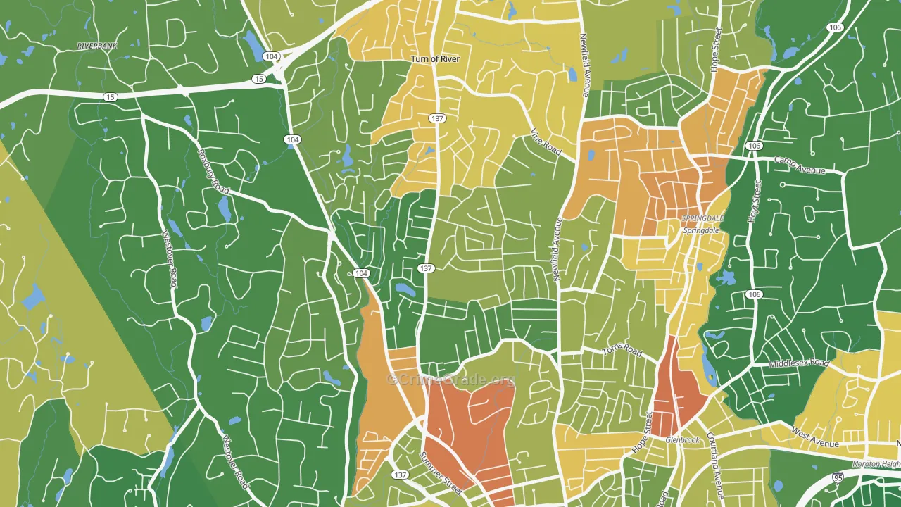 Turn of River, Stamford, CT Map of Assault Rates