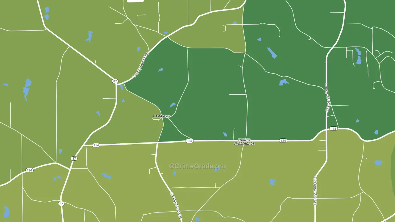 Turner Crossroads, AL Map of Assault Rates