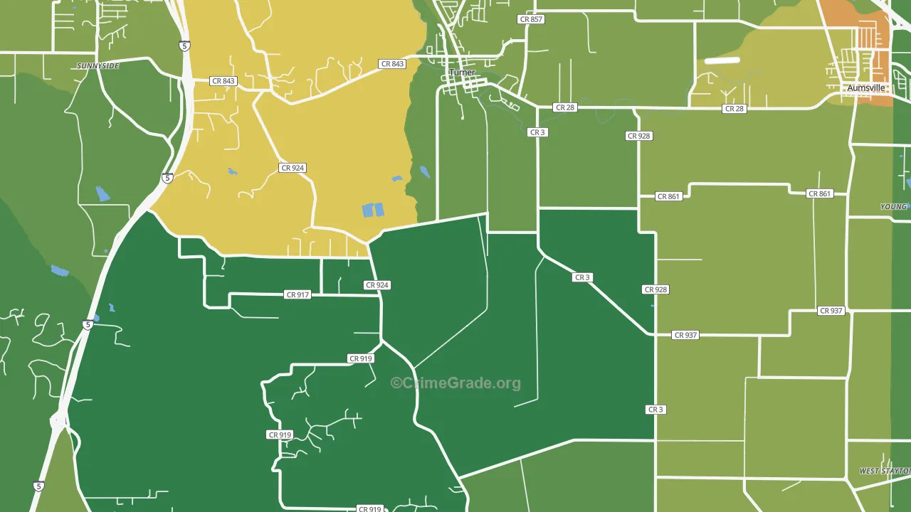 Turner, OR Map of Assault Rates