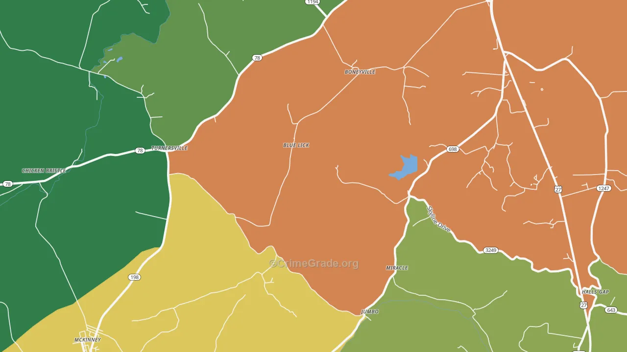 Turnersville, KY Map of Assault Rates