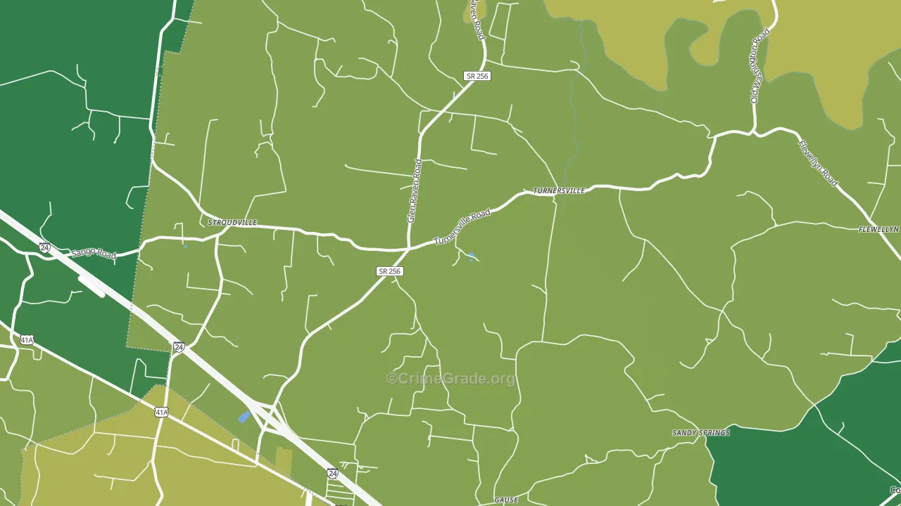 Turnersville, TN Map of Assault Rates