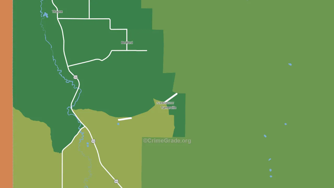 Turnerville, WY Map of Assault Rates