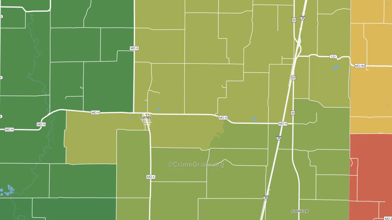 Turney, MO Map of Assault Rates