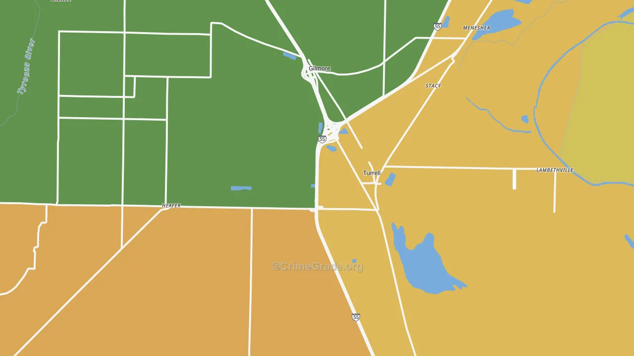 Turrell, AR Map of Assault Rates