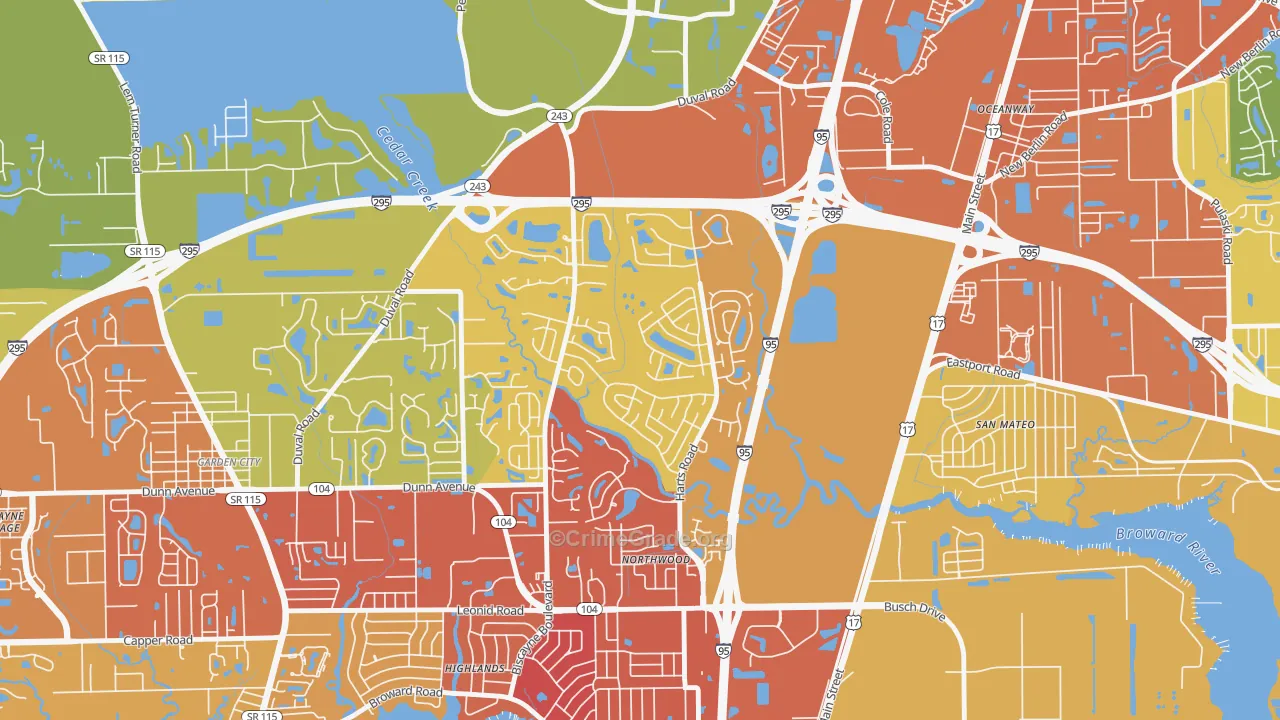 Turtle Creek, Jacksonville, FL Map of Assault Rates