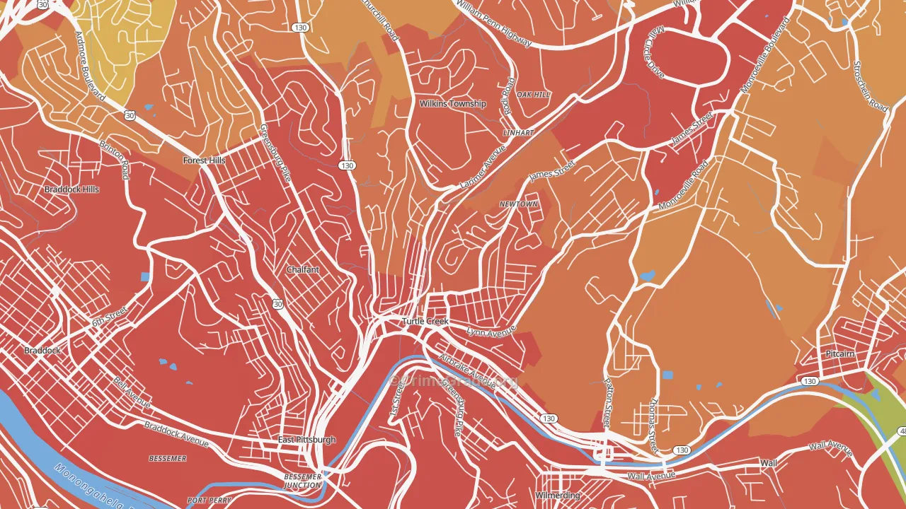 Turtle Creek, PA Map of Assault Rates