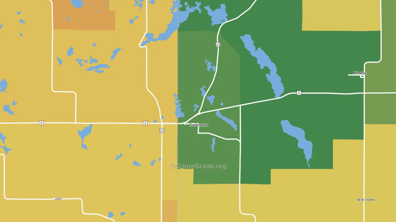Turtle Lake, WI Map of Assault Rates