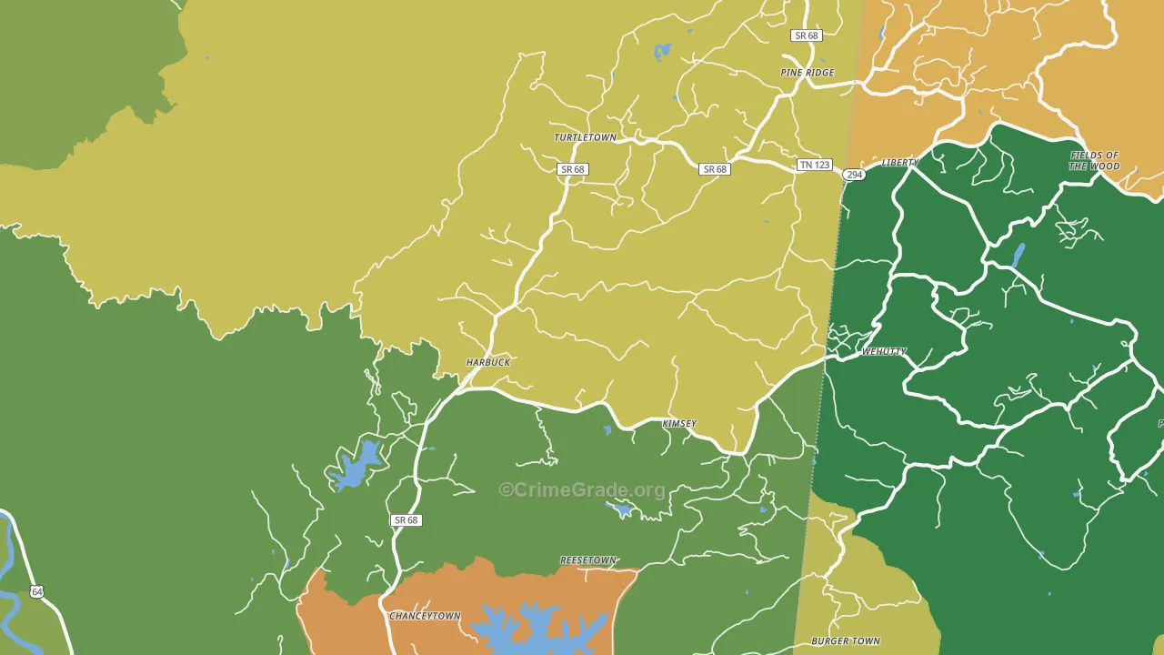 Turtletown, TN Map of Assault Rates