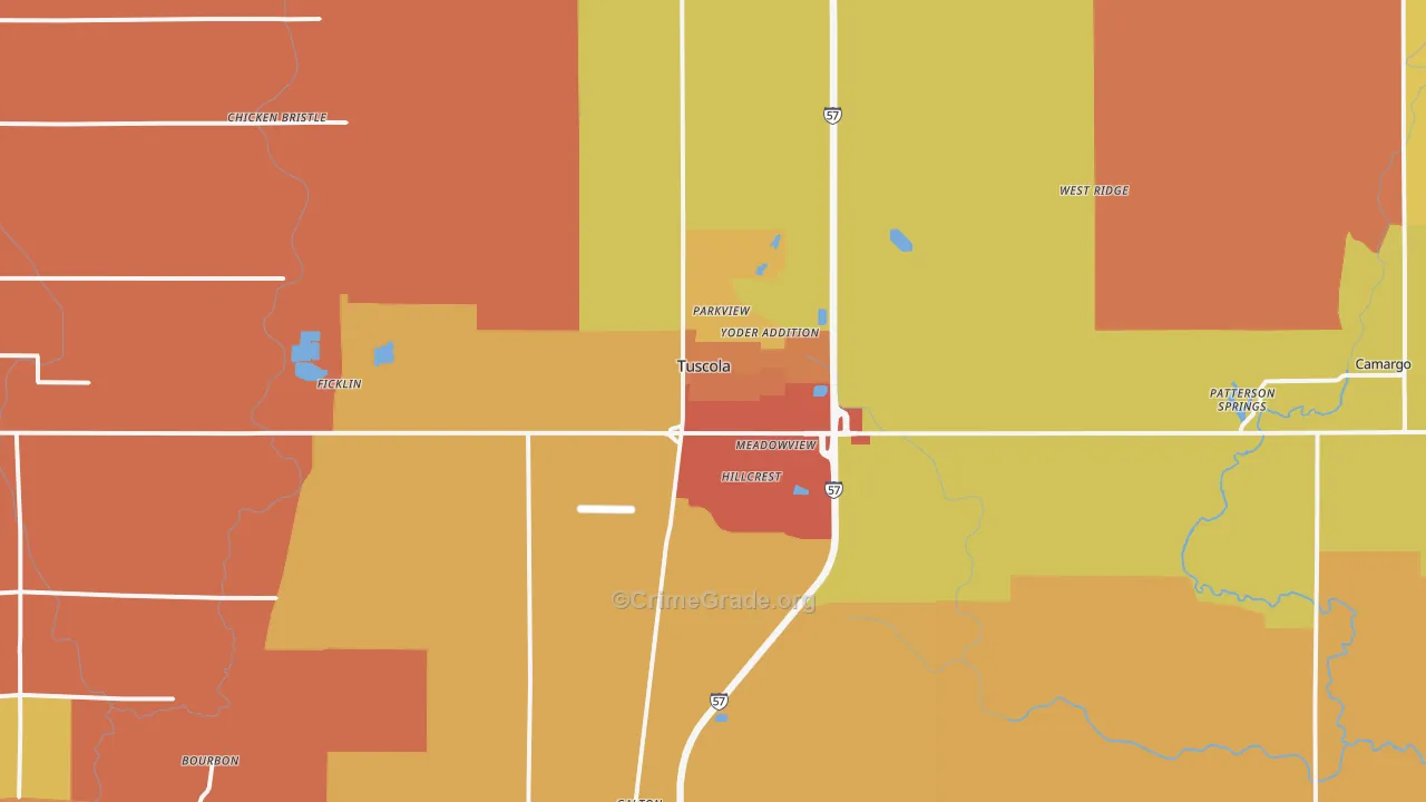 Tuscola, IL Map of Assault Rates