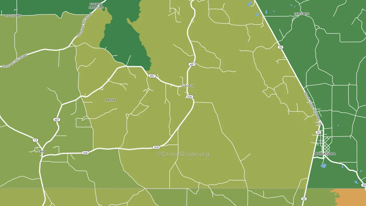 Tuscola, MS Map of Assault Rates