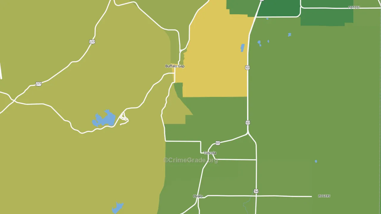 Tuscola, TX Map of Assault Rates