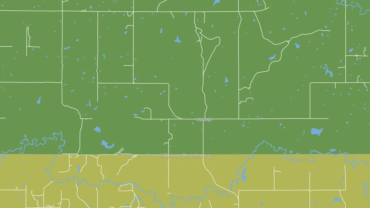 Tuskegee, OK Map of Assault Rates