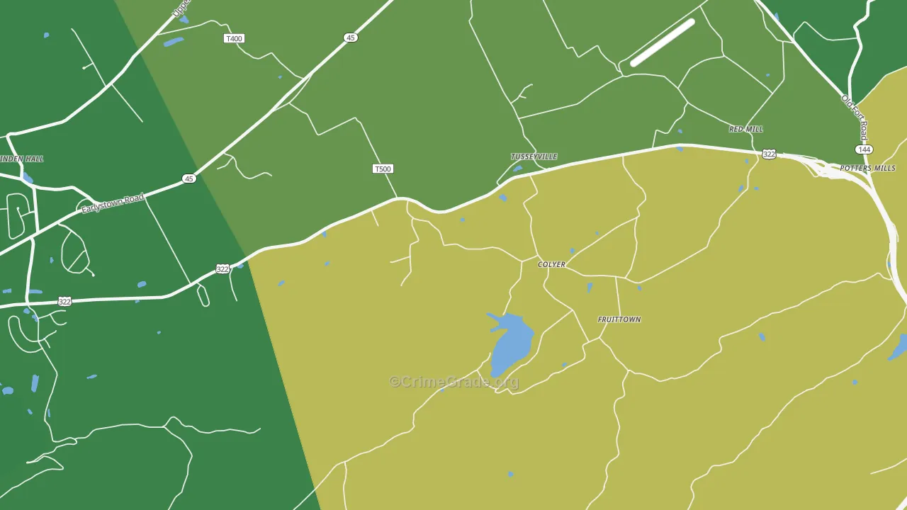 Tusseyville, PA Map of Assault Rates