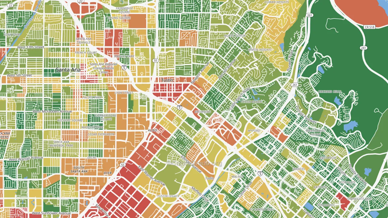 Tustin, CA Map of Assault Rates