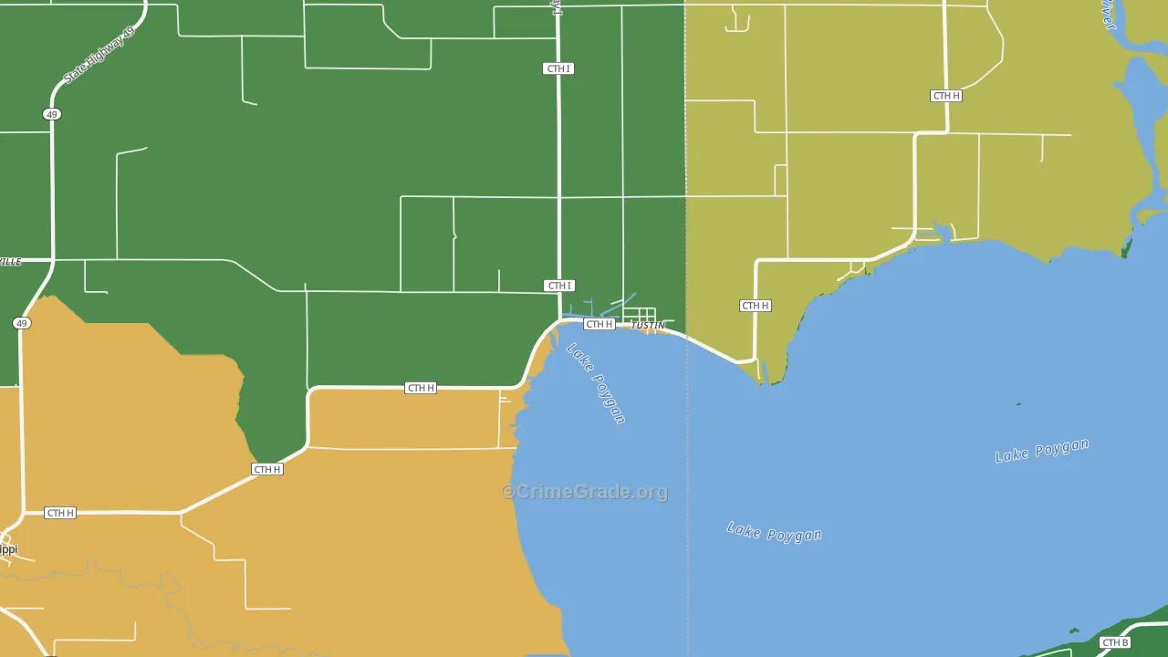 Tustin, WI Map of Assault Rates