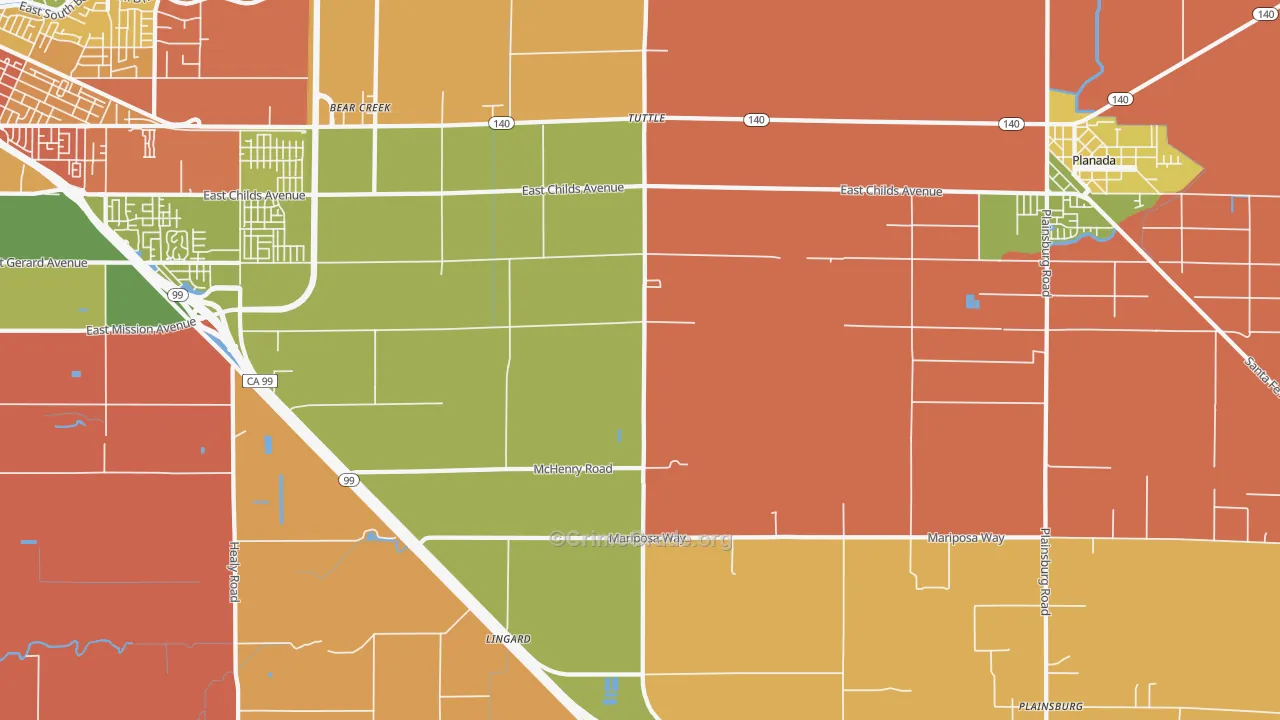 Tuttle, CA Map of Assault Rates