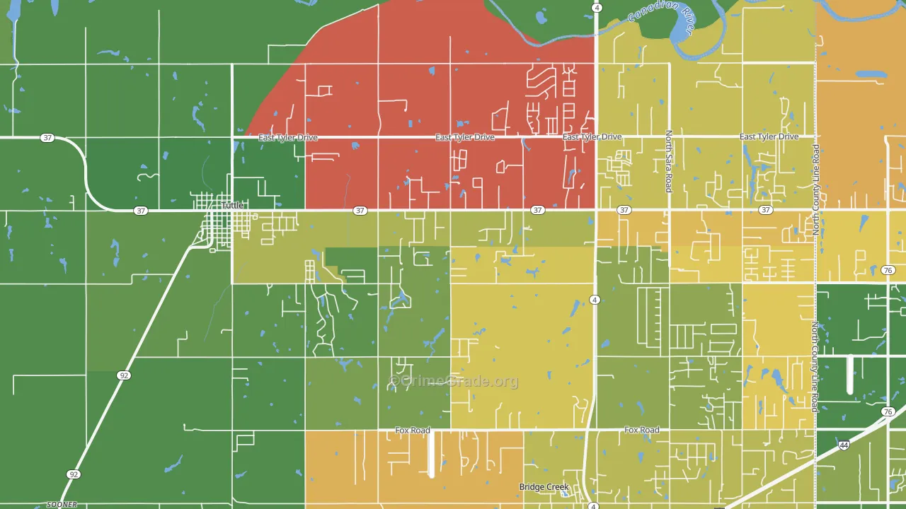 Tuttle, OK Map of Assault Rates