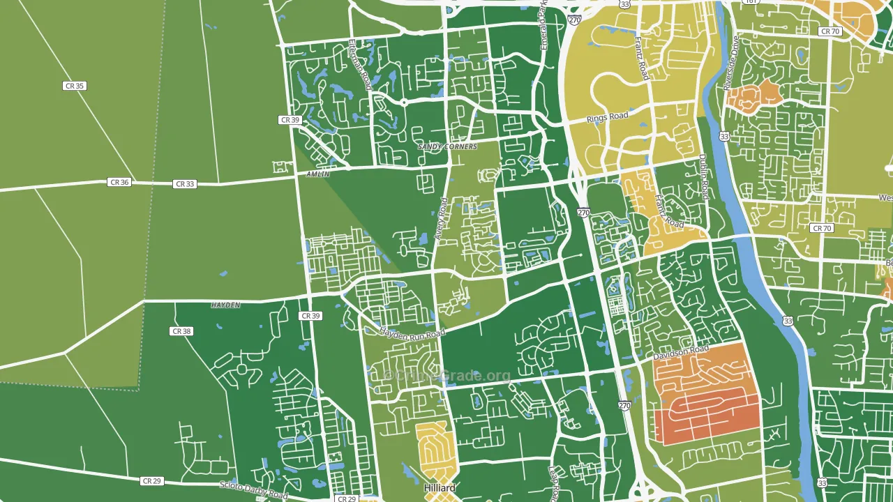 Tuttle West, Dublin, OH Map of Assault Rates