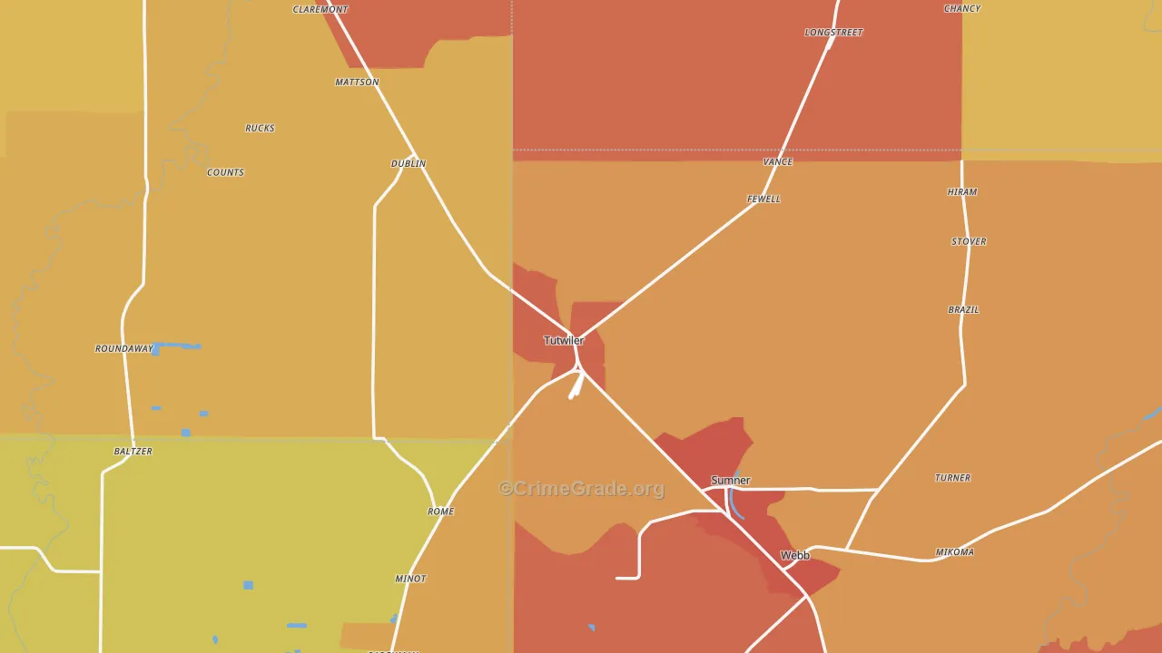 Tutwiler, MS Map of Assault Rates