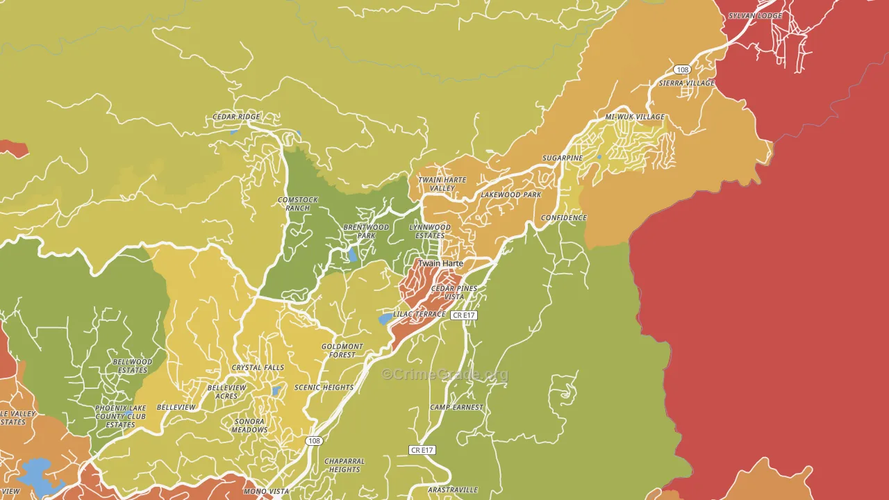 Twain Harte, CA Map of Assault Rates
