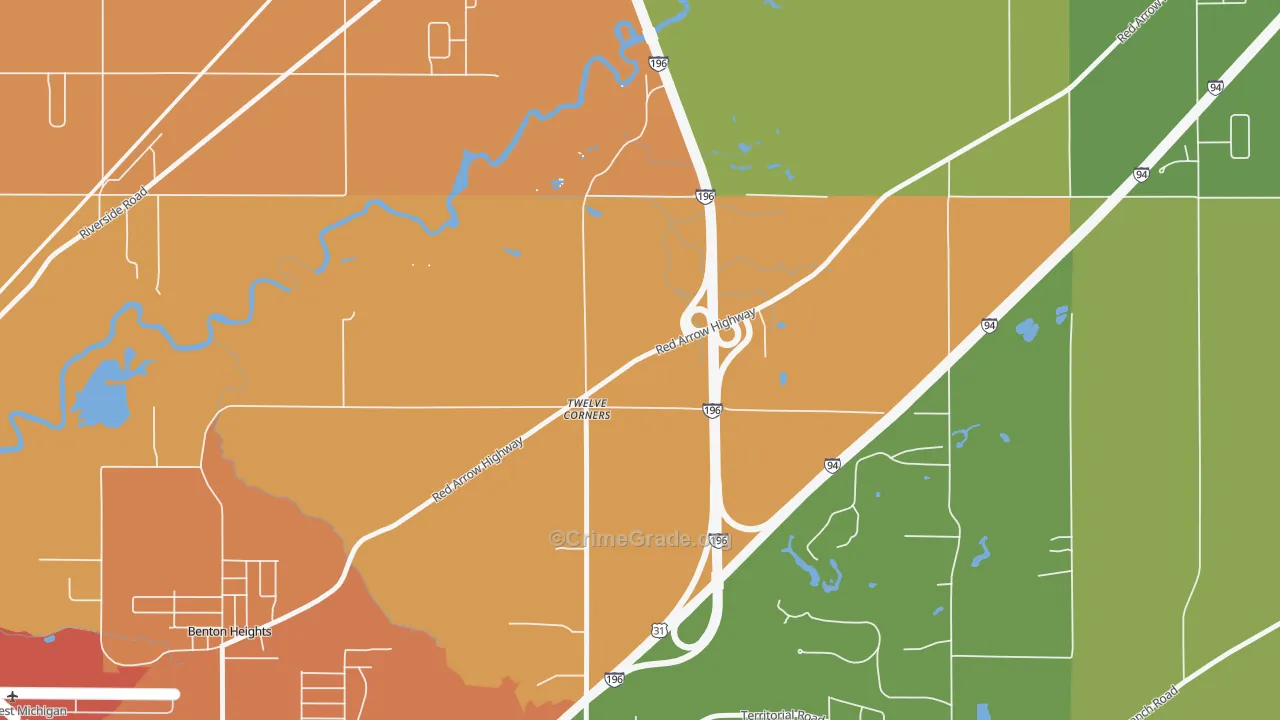 Twelve Corners, MI Map of Assault Rates