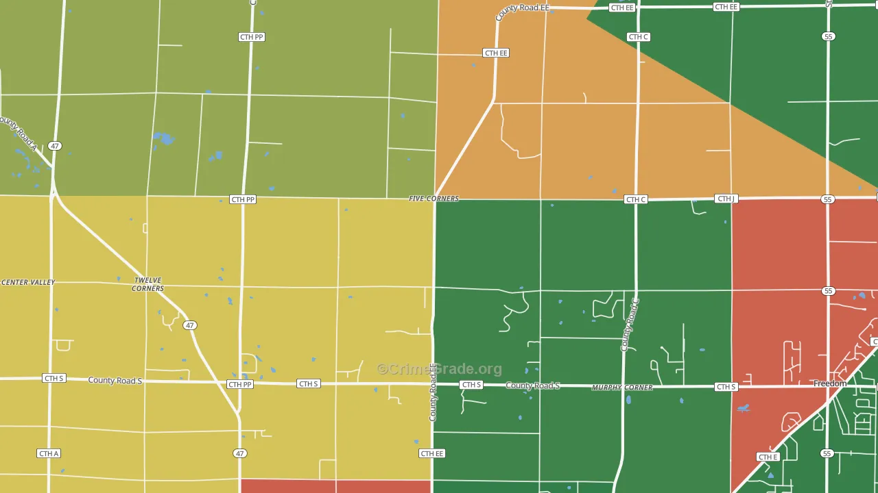 Twelve Corners, WI Map of Assault Rates
