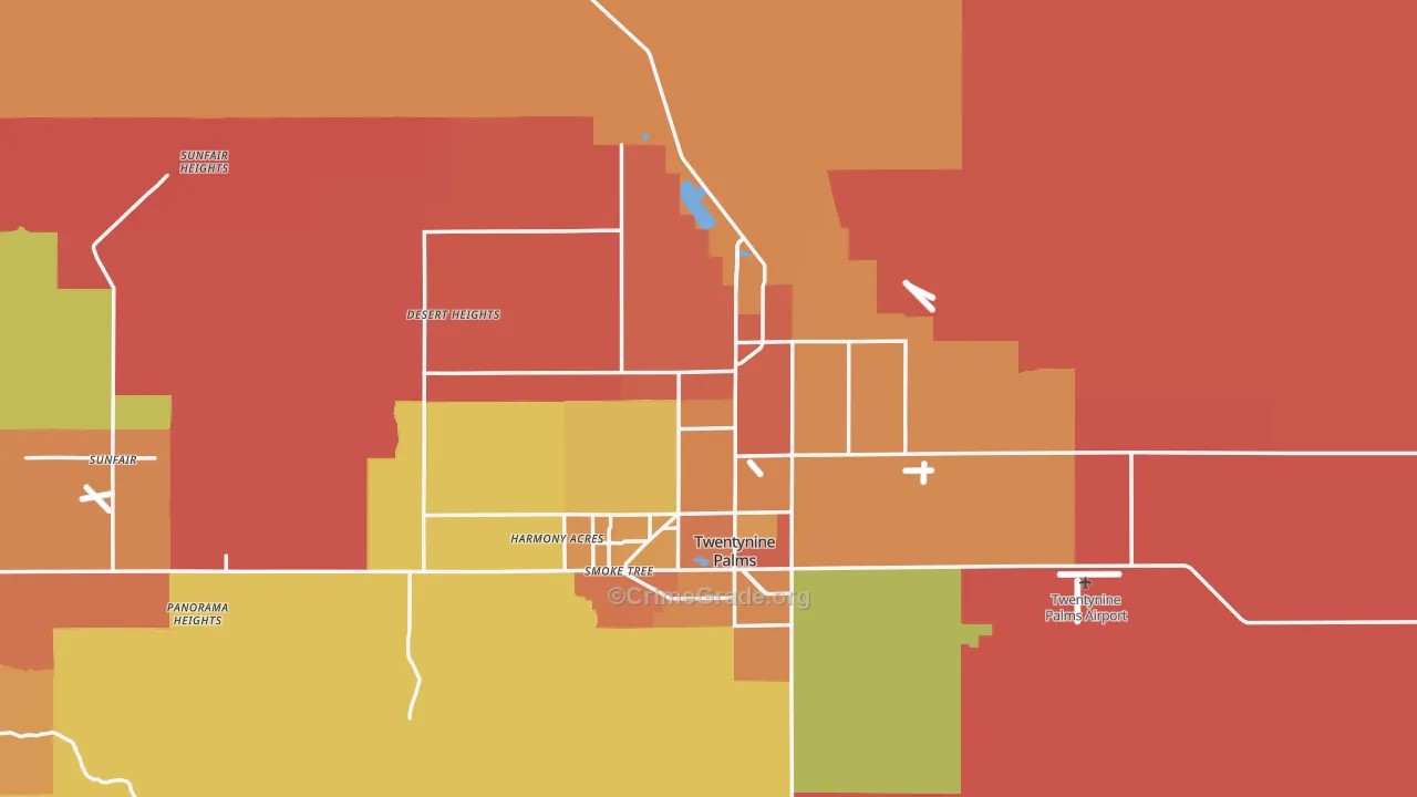 Twentynine Palms, CA Map of Assault Rates