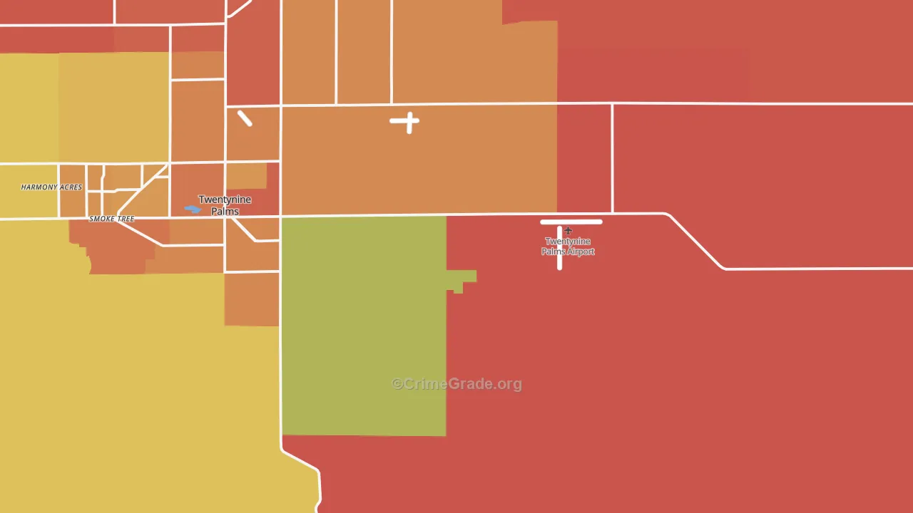 Twentynine Palms Marine Corps Base, CA Map of Assault Rates