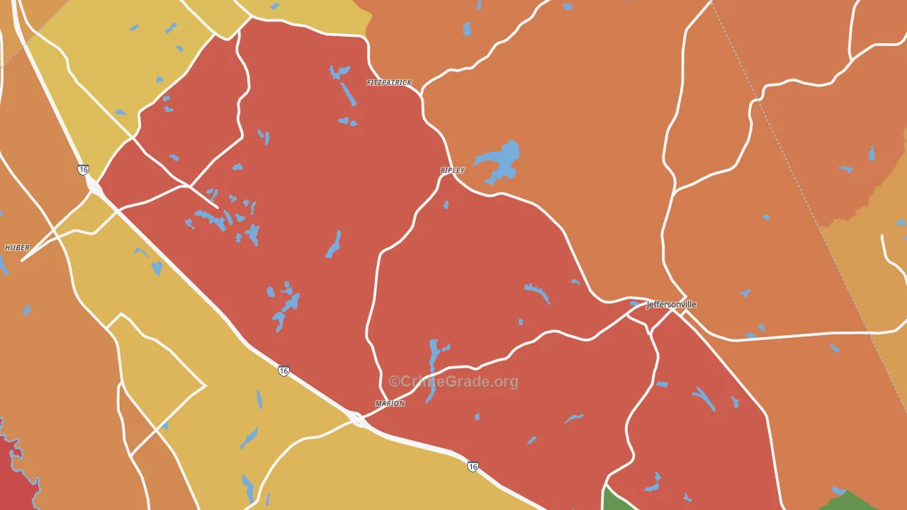 Twiggs County, GA Map of Assault Rates