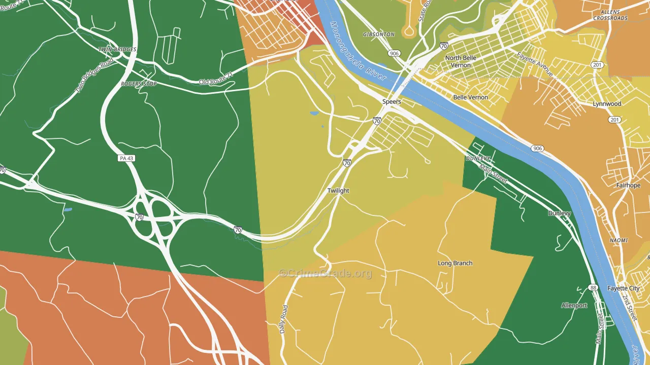 Twilight, PA Map of Assault Rates