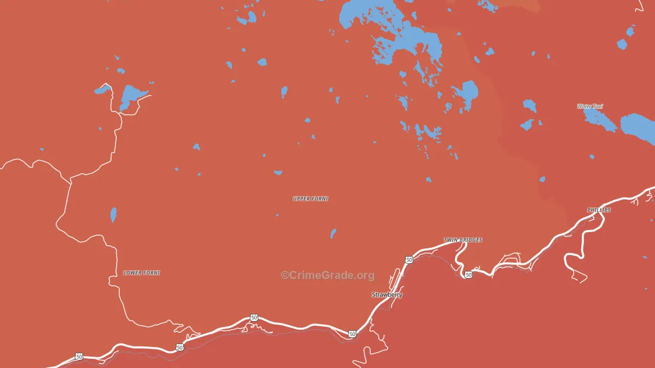 Twin Bridges, CA Map of Assault Rates