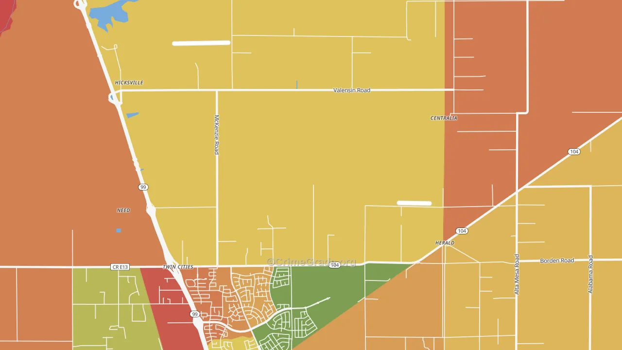 Twin Cities, CA Map of Assault Rates