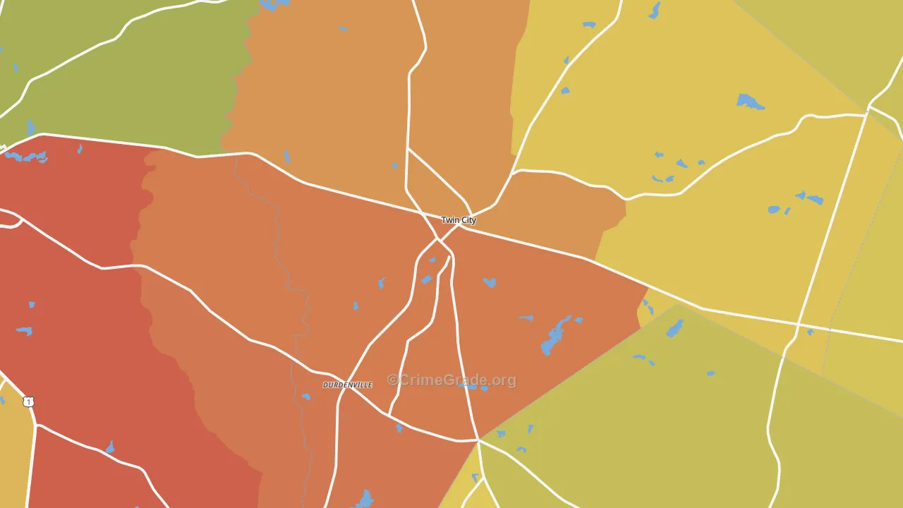 Twin City, GA Map of Assault Rates