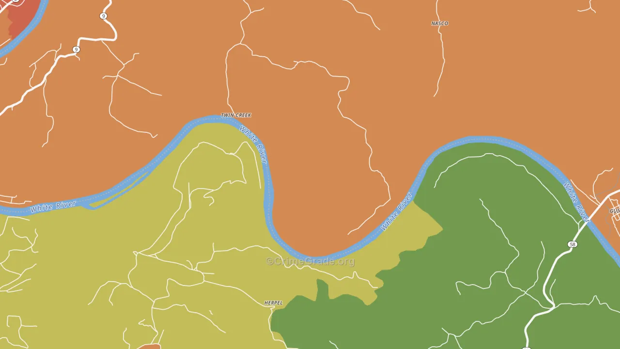 Twin Creek, AR Map of Assault Rates