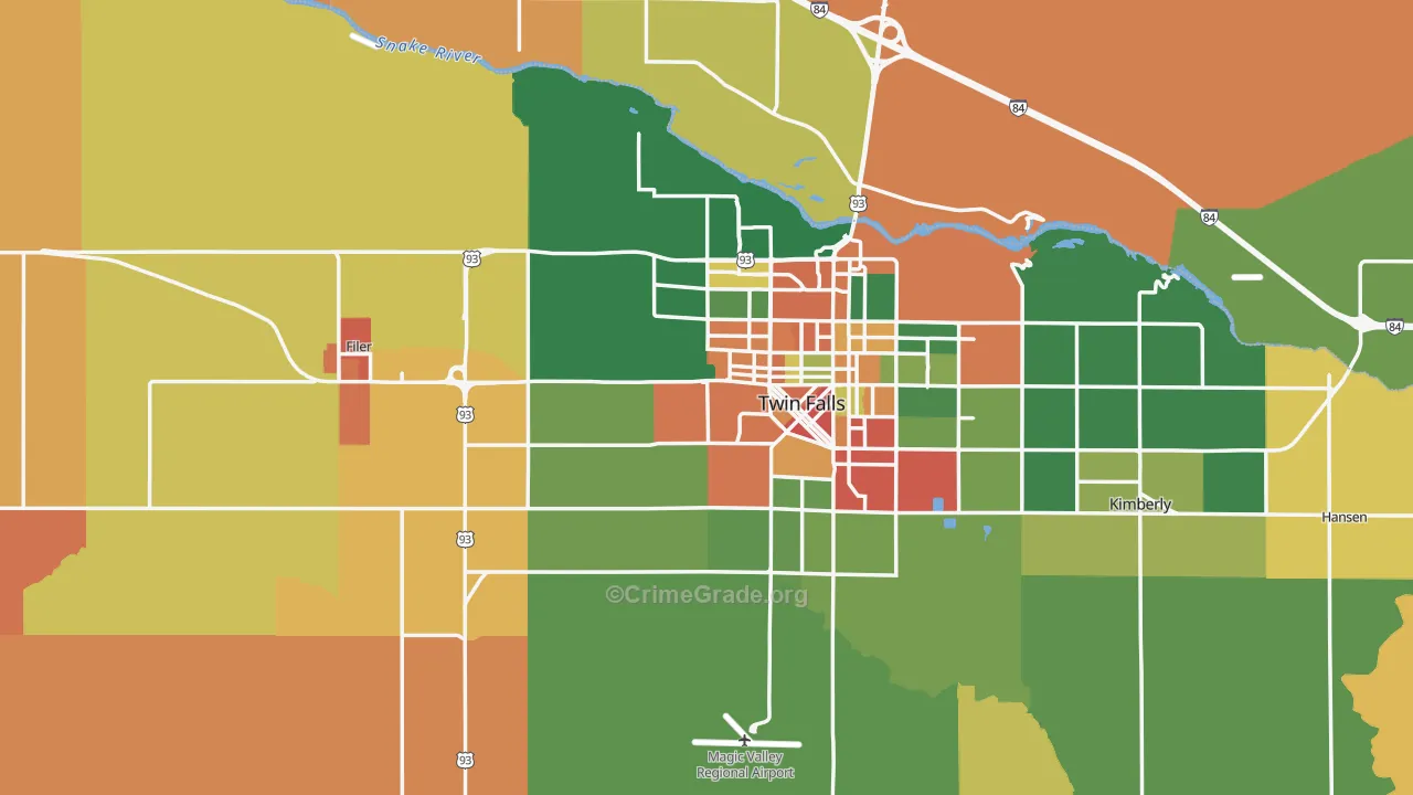Twin Falls County, ID Map of Assault Rates