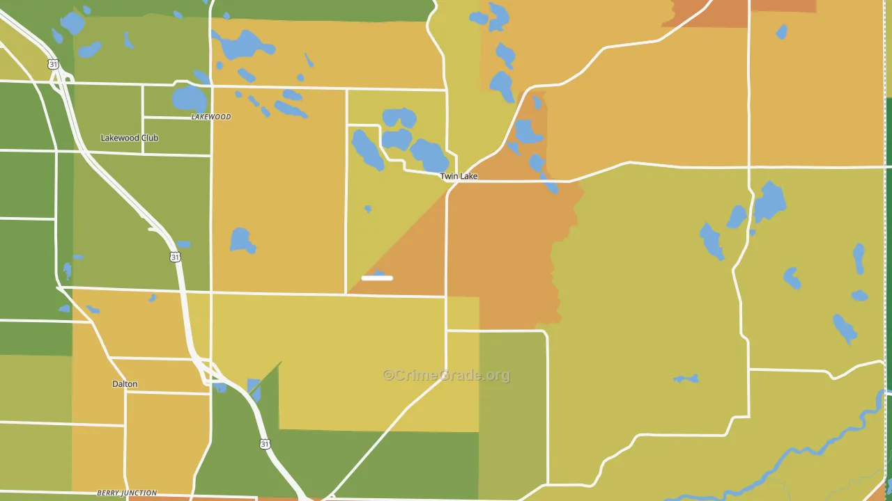 Twin Lake, MI Map of Assault Rates