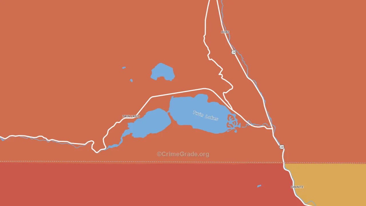 Twin Lakes, CO Map of Assault Rates