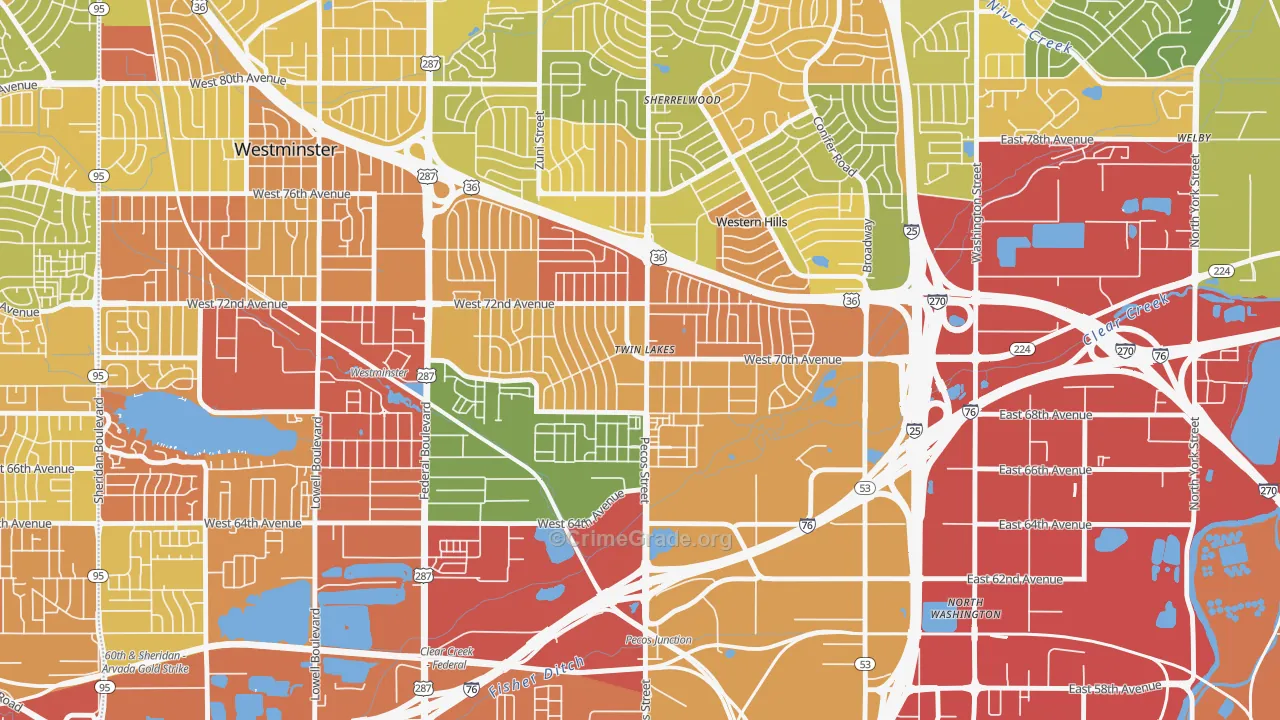 Twin Lakes, Denver, CO Map of Assault Rates