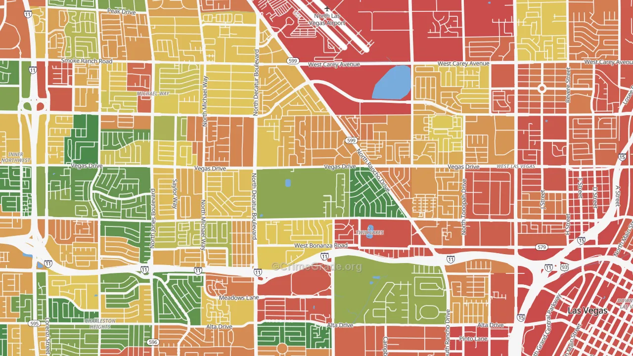Twin Lakes, Las Vegas, NV Map of Assault Rates
