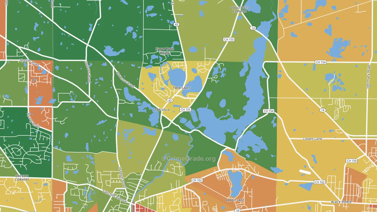 Twin Lakes, OH Map of Assault Rates