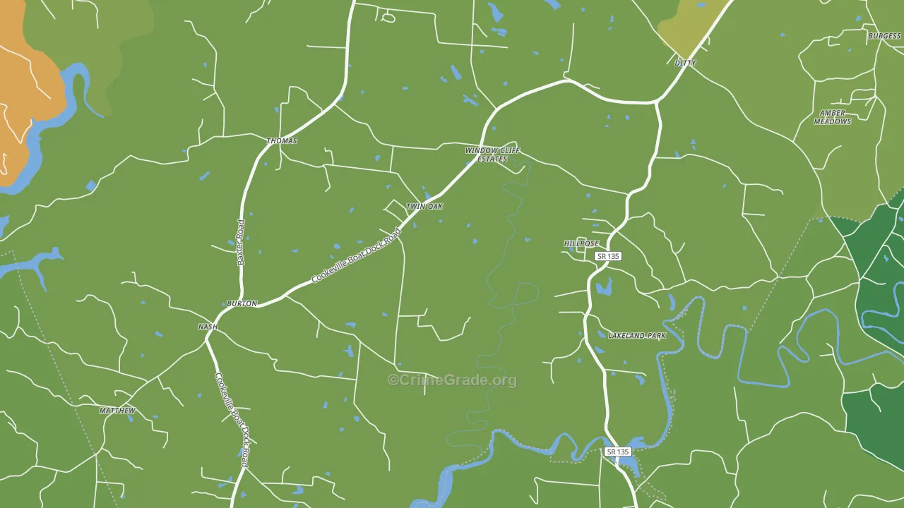 Twin Oak, TN Map of Assault Rates