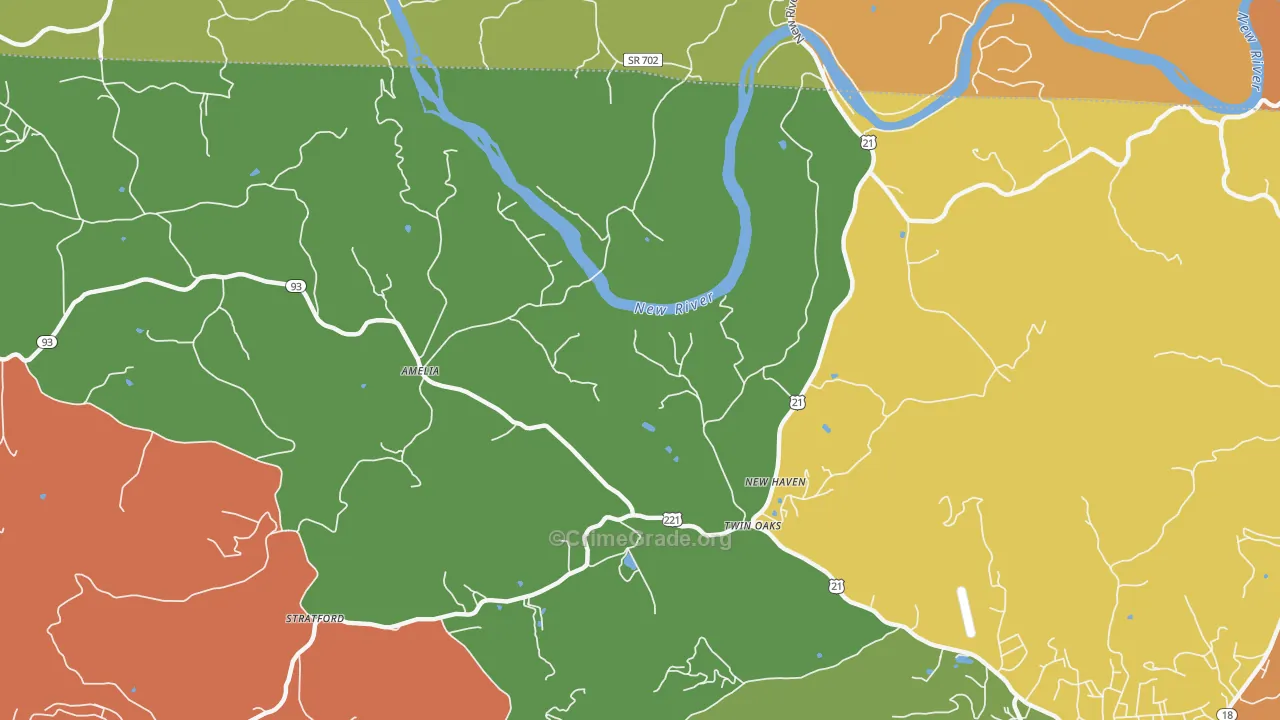 Twin Oaks, NC Map of Assault Rates