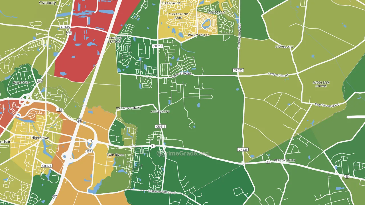 Twin Rivers, NJ Map of Assault Rates