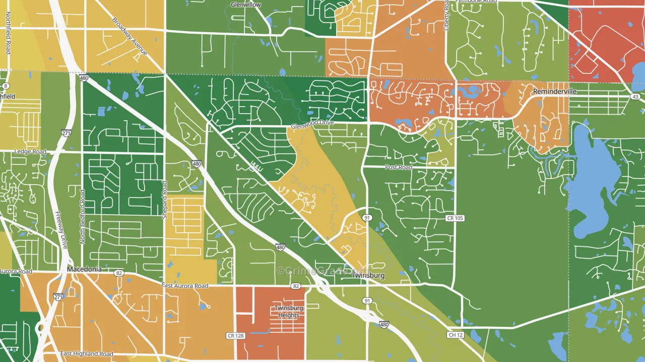 Twinsburg, OH Map of Assault Rates