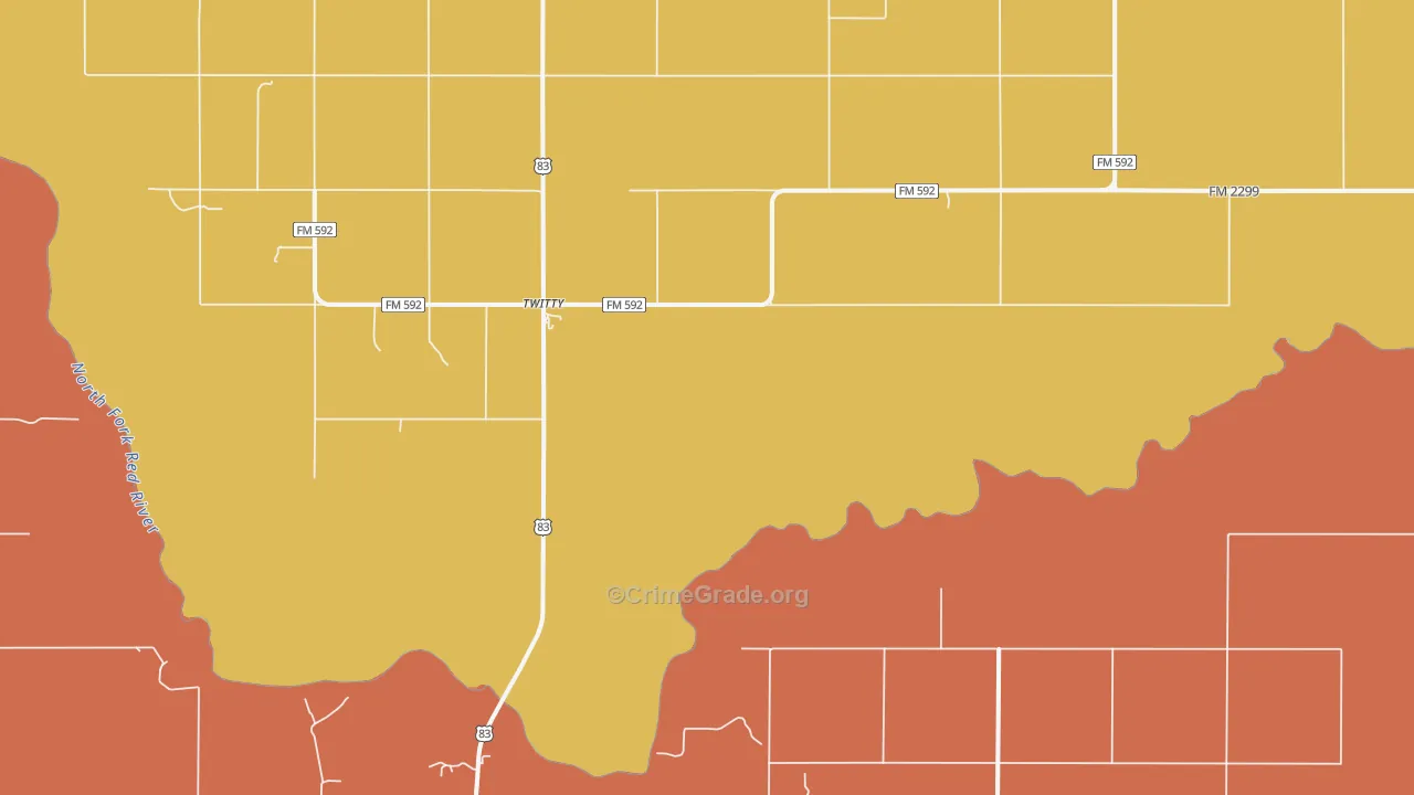 Twitty, TX Map of Assault Rates