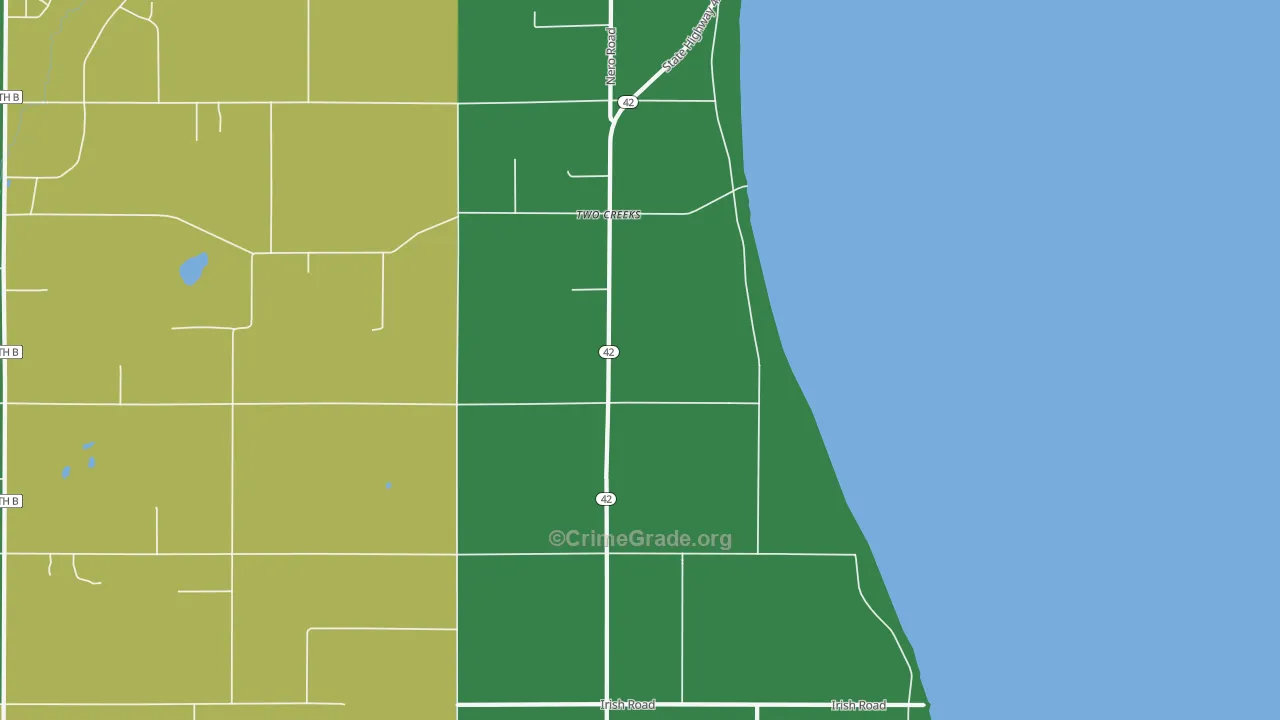 Two Creeks, WI Map of Assault Rates