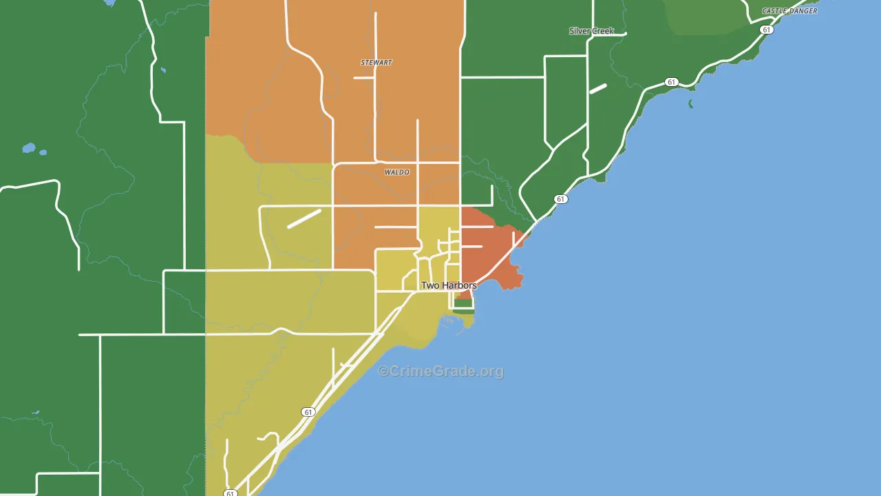 Two Harbors, MN Map of Assault Rates