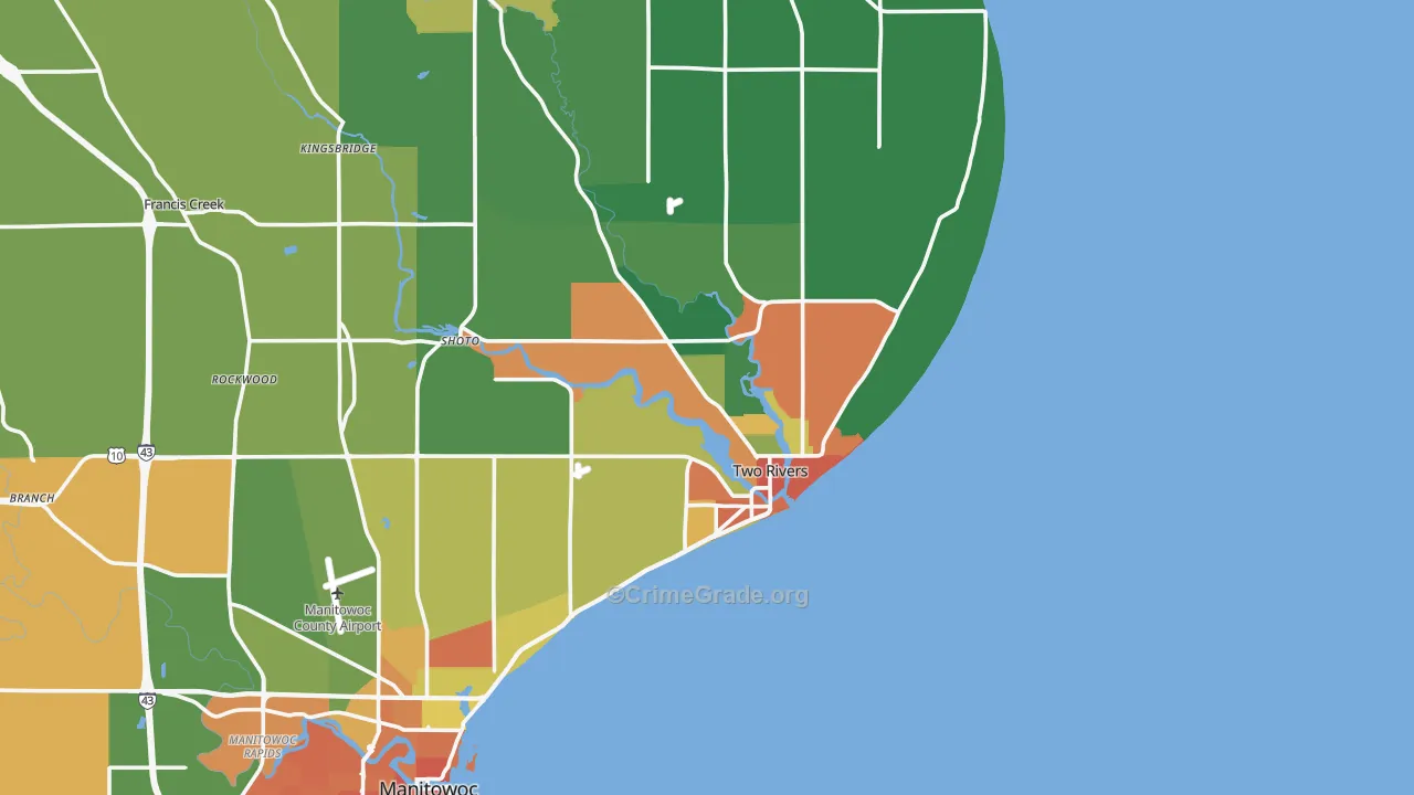 Two Rivers, WI Map of Assault Rates