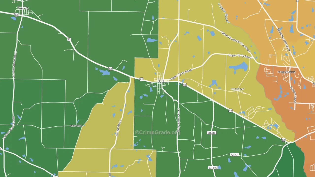 Ty Ty, GA Map of Assault Rates