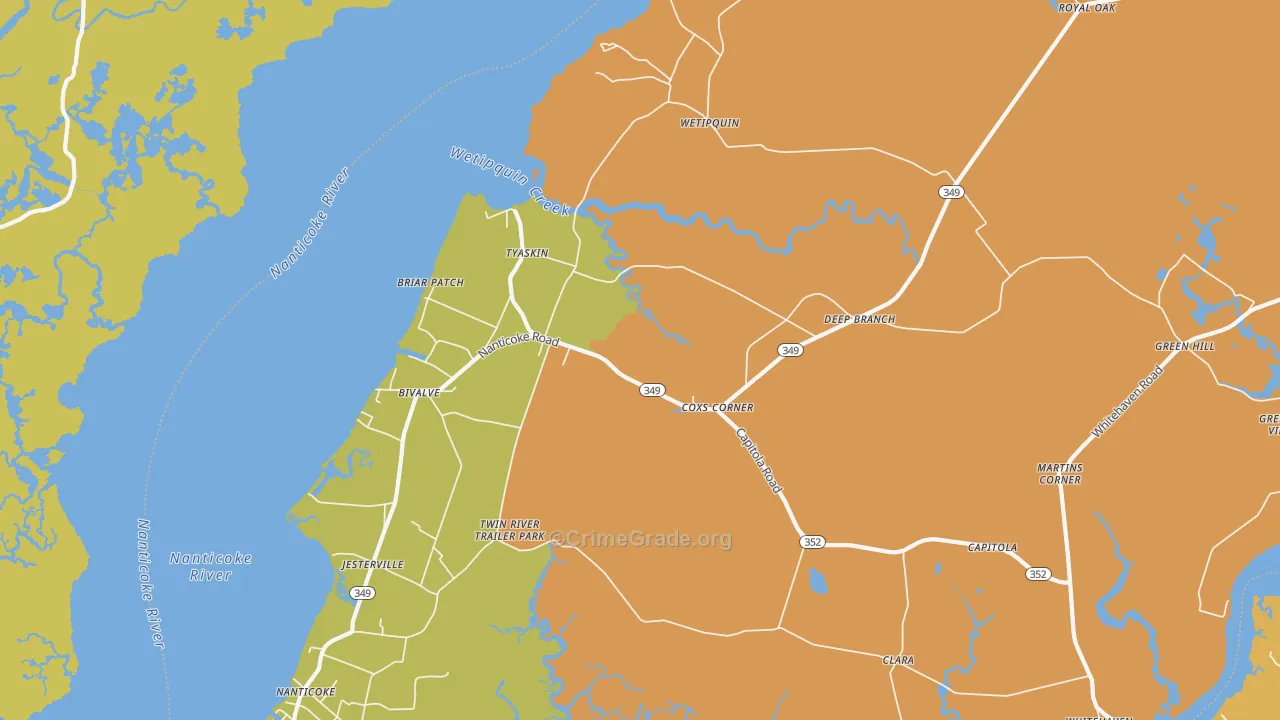Tyaskin, MD Map of Assault Rates